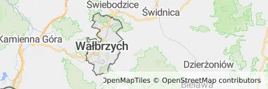 Mapa z zaznaczonym Wałbrzychu