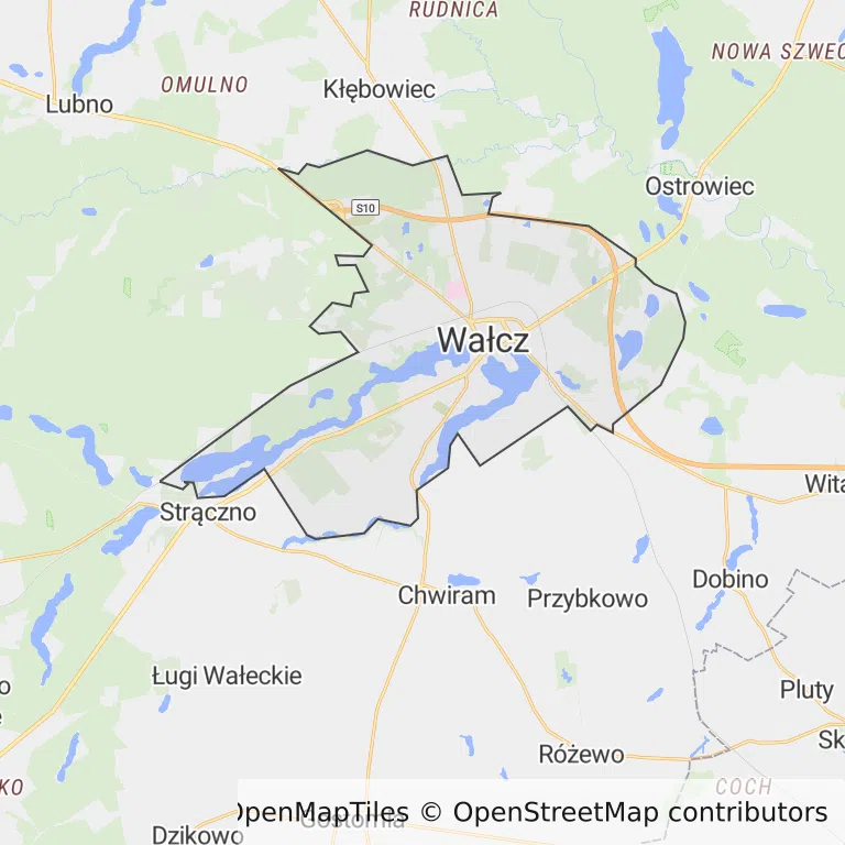 Mapa z zaznaczonym Wałczem