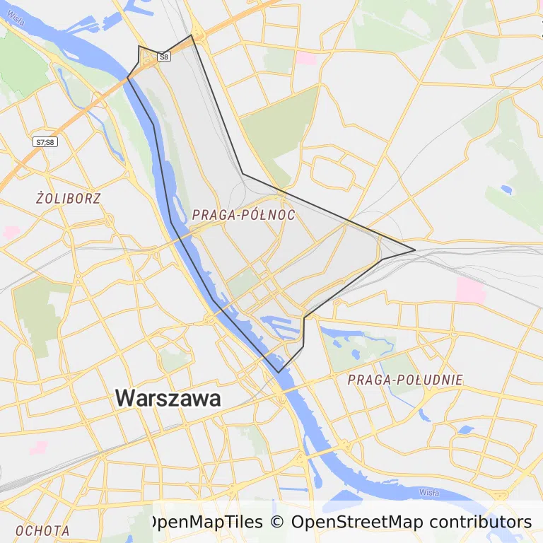 Mapa z zaznaczonym Północem w Warszawie