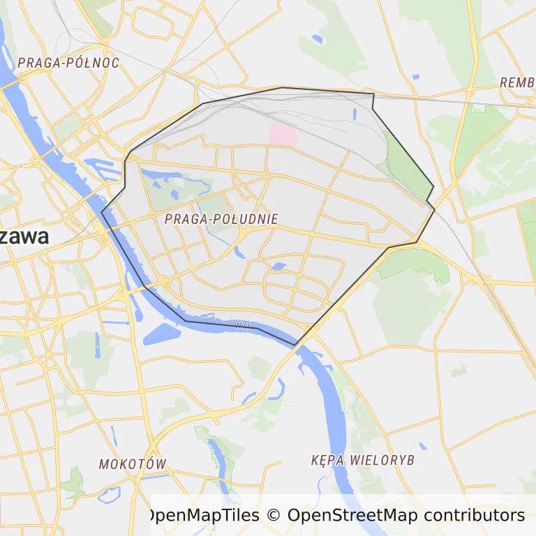 Mapa z zaznaczonym Południem w Warszawie