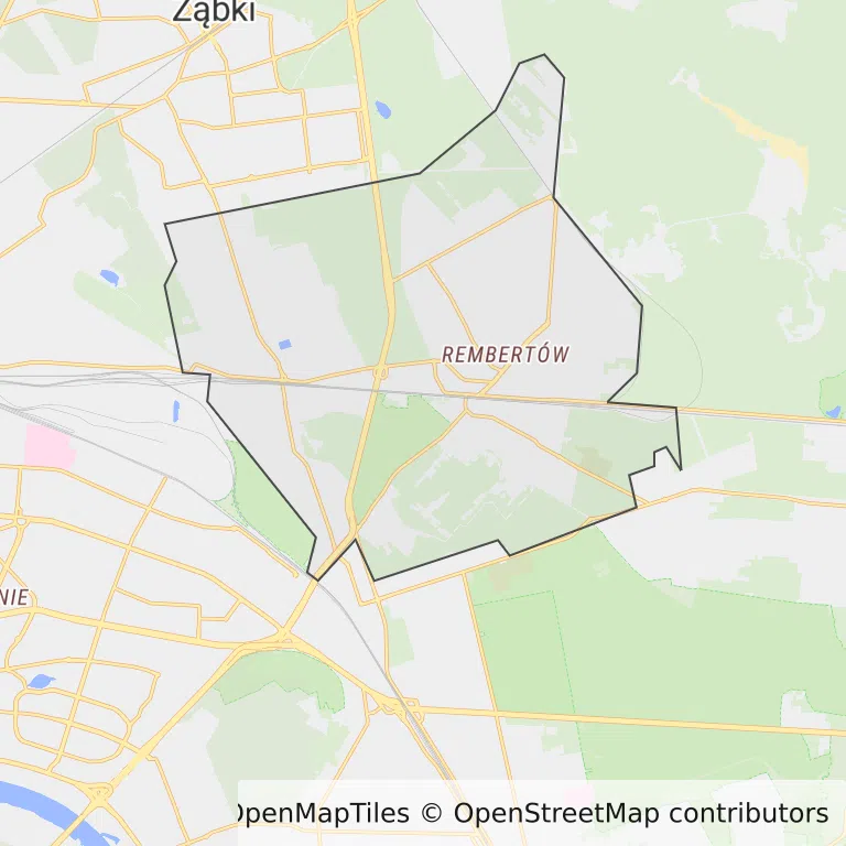 Mapa z zaznaczonym Rembertowem w Warszawie