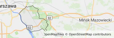 Mapa z zaznaczonym Wawrem w Warszawie