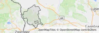 Mapa z zaznaczonym Węglińcu