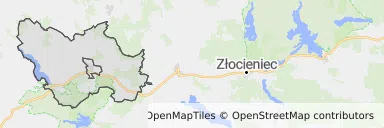 Mapa z zaznaczonym Węgorzynem