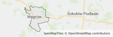 Mapa z zaznaczonym Węgrowem