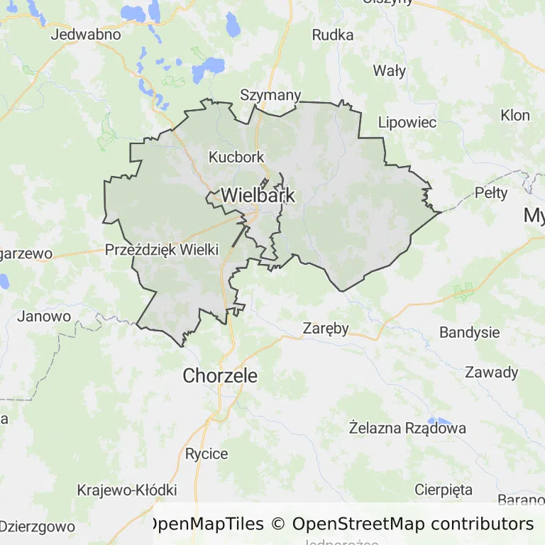 Mapa z zaznaczonym Wielbarkiem