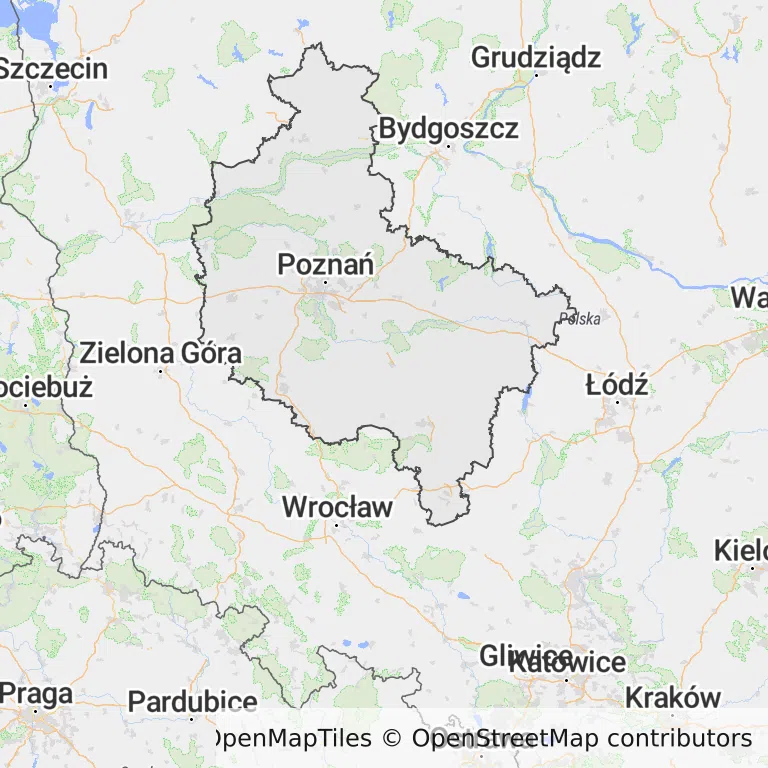 Mapa z zaznaczonym województwem wielkopolskim