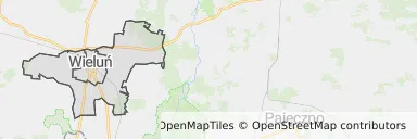 Mapa z zaznaczonym Wieluniu