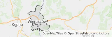 Mapa z zaznaczonym Wieruszowem