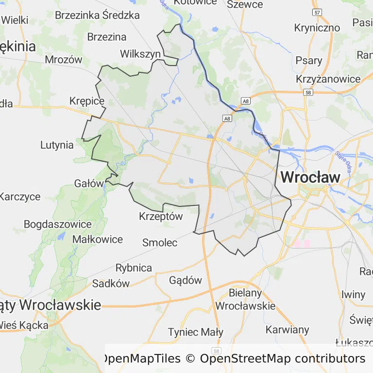 Mapa z zaznaczoną Fabryczną we Wrocławiu