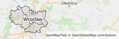 Mapa z zaznaczonym Wrocławiem