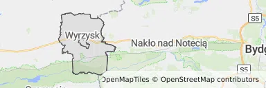 Mapa z zaznaczonym Wyrzyskiem