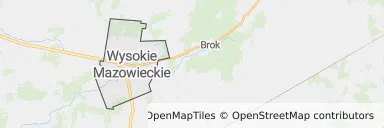 Mapa z zaznaczonym Wysokiem Mazowieckiem
