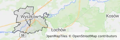 Mapa z zaznaczonym Wyszkowem