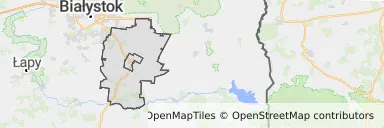 Mapa z zaznaczonym Zabłudowem