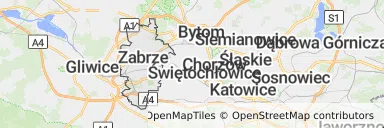 Mapa z zaznaczonym Zabrzem