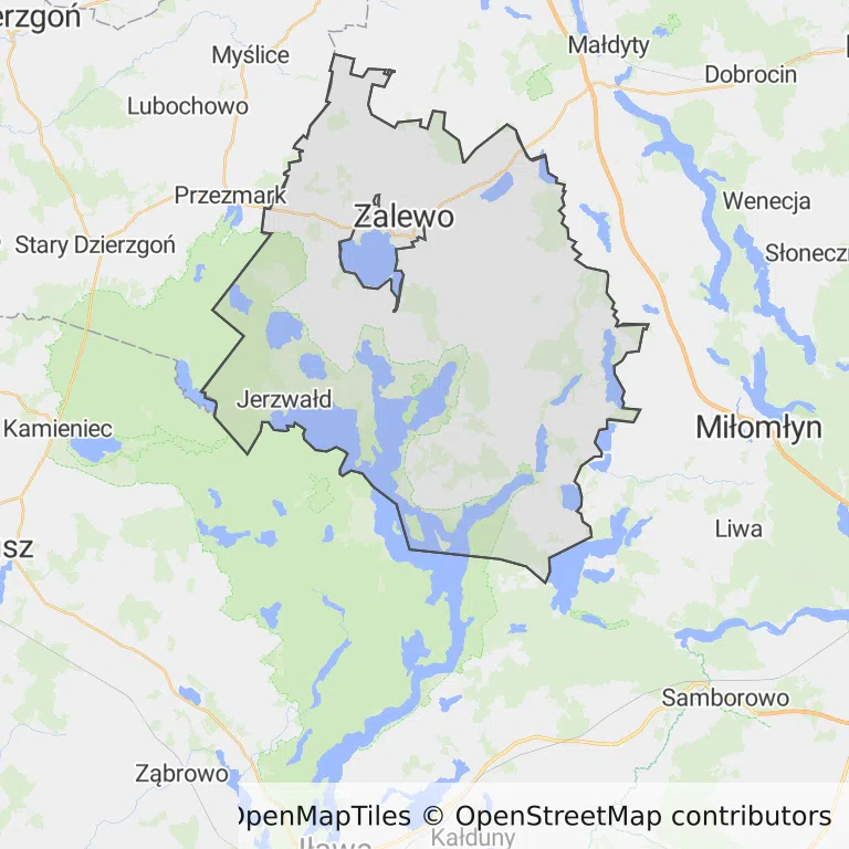 Mapa z zaznaczonym Zalewem
