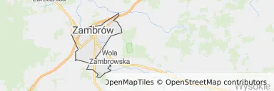 Mapa z zaznaczonym Zambrowem
