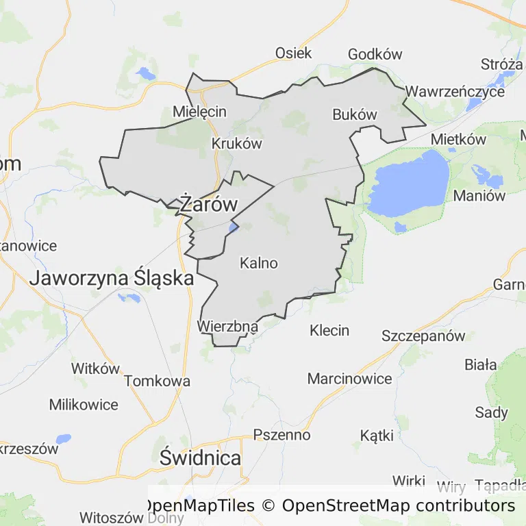 Mapa z zaznaczonym Żarowem