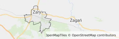 Mapa z zaznaczonym Żarami