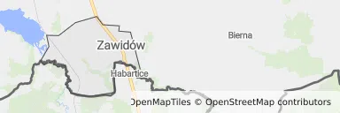 Mapa z zaznaczonym Zawidowem