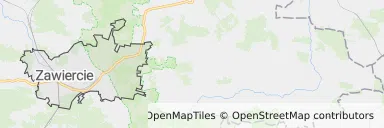 Mapa z zaznaczonym Zawierciu