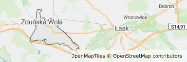 Mapa z zaznaczoną Zduńskiej Woli