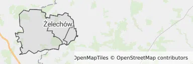 Mapa z zaznaczonym Żelechowem