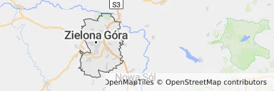 Mapa z zaznaczoną Zieloną Górą