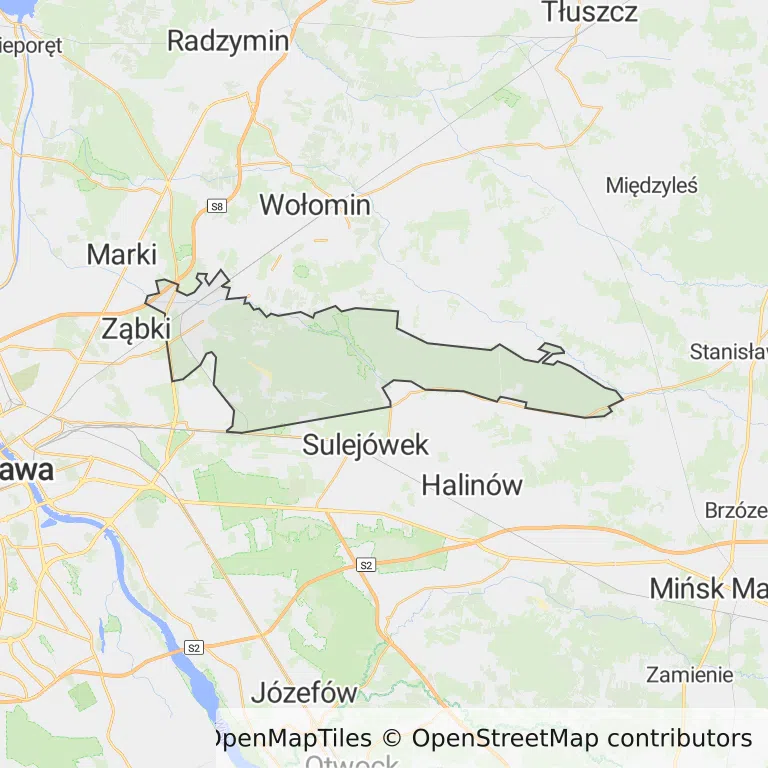 Mapa z zaznaczoną Zielonką
