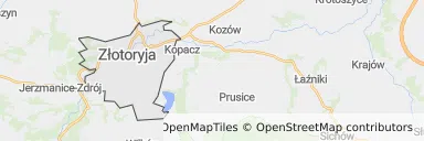 Mapa z zaznaczoną Złotoryi