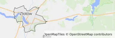 Mapa z zaznaczonym Złotowem