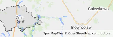 Mapa z zaznaczonym Żninem