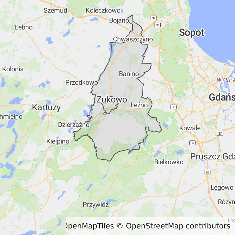 Mapa z zaznaczonym Żukowem