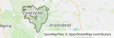 Mapa z zaznaczonym Zwierzyńcu