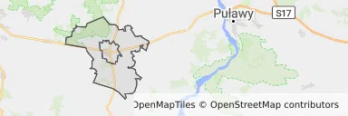 Mapa z zaznaczonym Zwoleniu