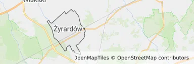 Mapa z zaznaczonym Żyrardowem