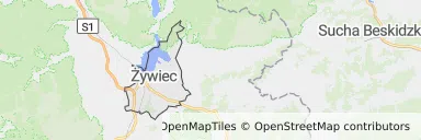 Mapa z zaznaczonym Żywcu